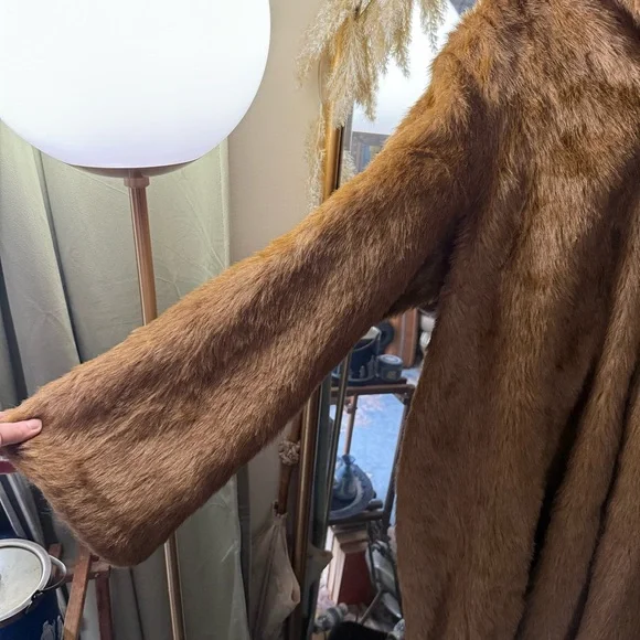 Roamans Black & Brown Reversible Faux Fur Full‑Length Trench Coat Plus Size Cozy - Picture 4 of 16